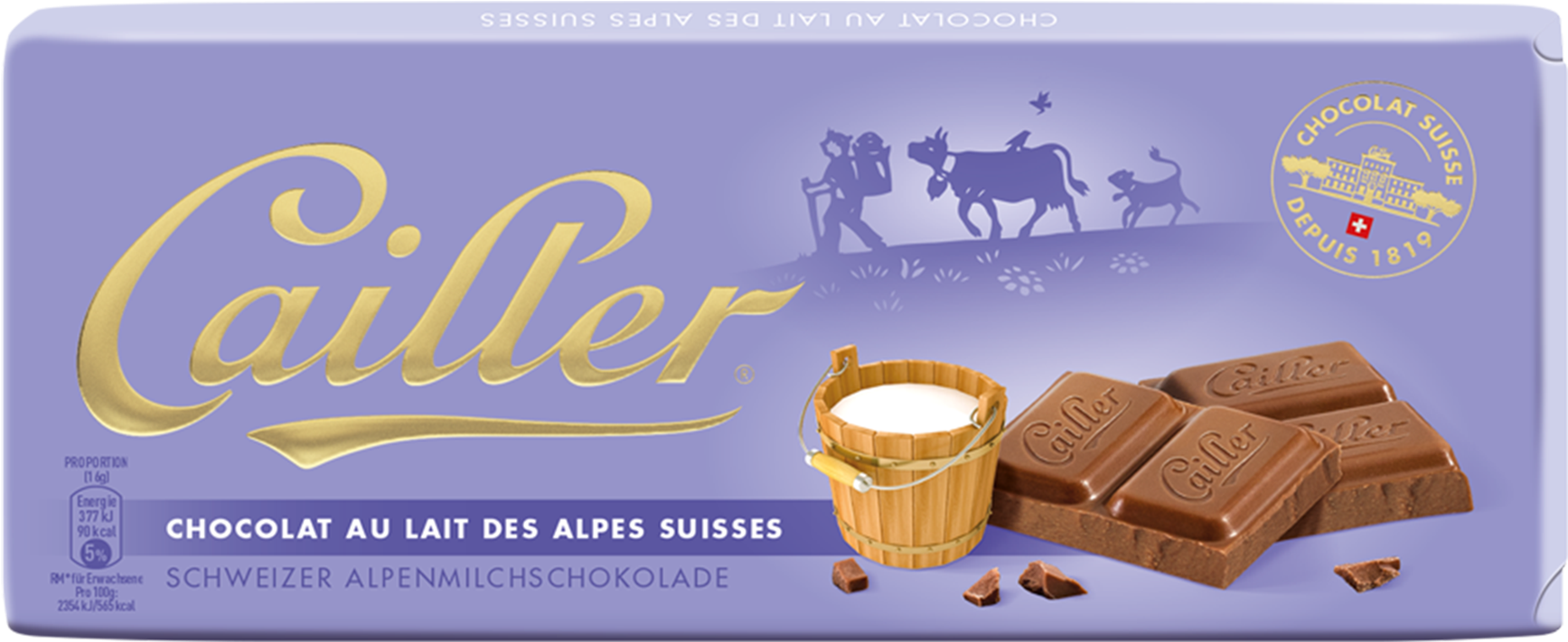 Swiss Cailler Milk Chocolate Packaging PNG