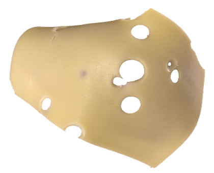 Swiss Cheese Wedge Black Background PNG