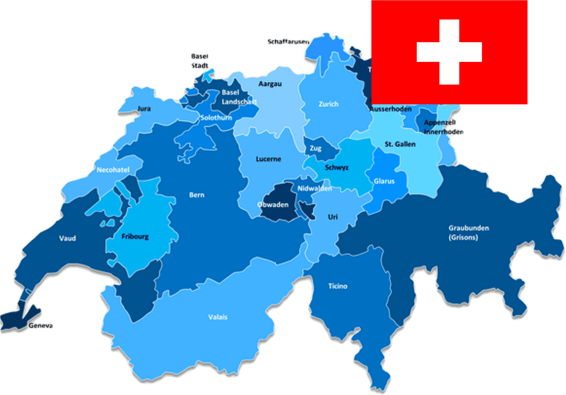 Switzerland Cantons Mapwith Flag PNG