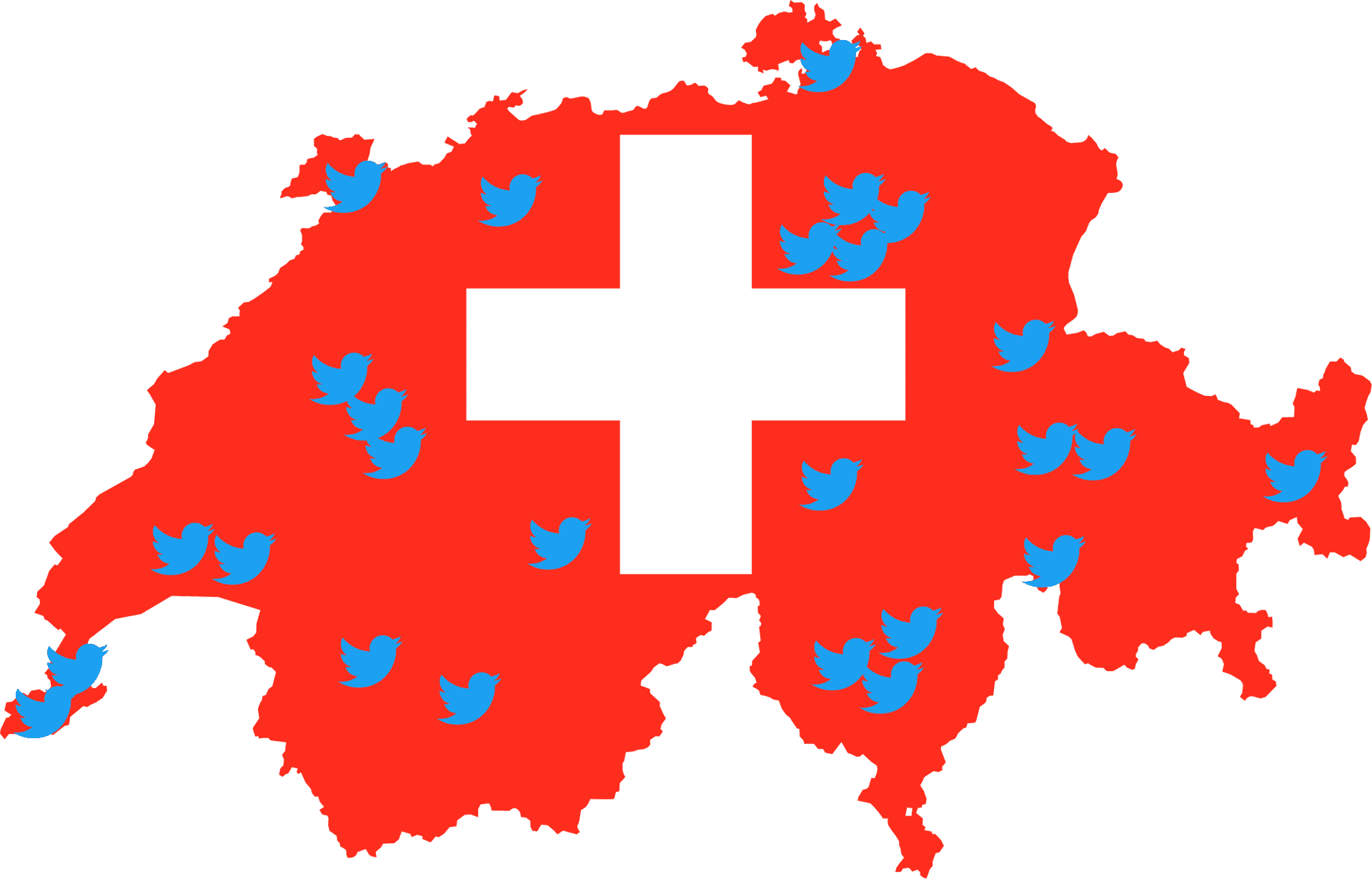 Switzerland Map Twitter Birds PNG