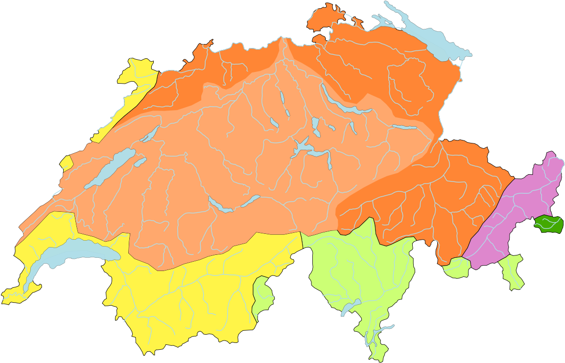 Switzerland Topographic Map Color Coded PNG