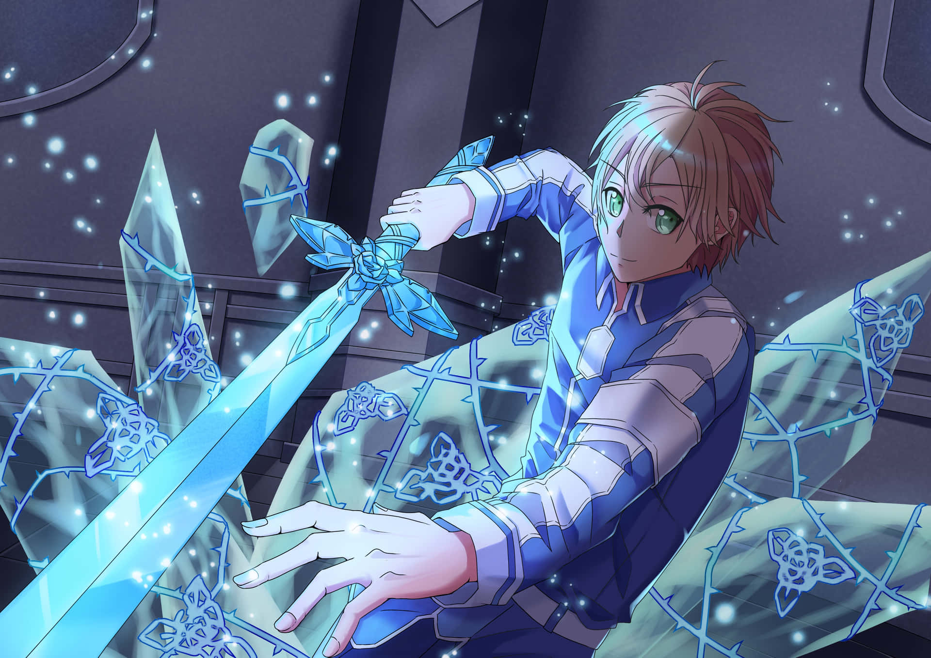 Download Eugeo from Sword Art Online anime series wielding his Blue Rose  Sword Wallpaper