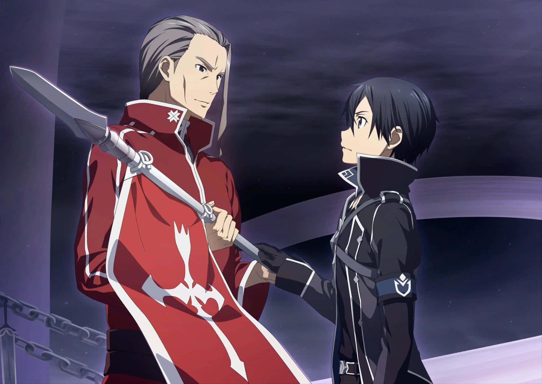 Sword Art Online Heathcliff Et Kirito En Confrontation Fond d'écran