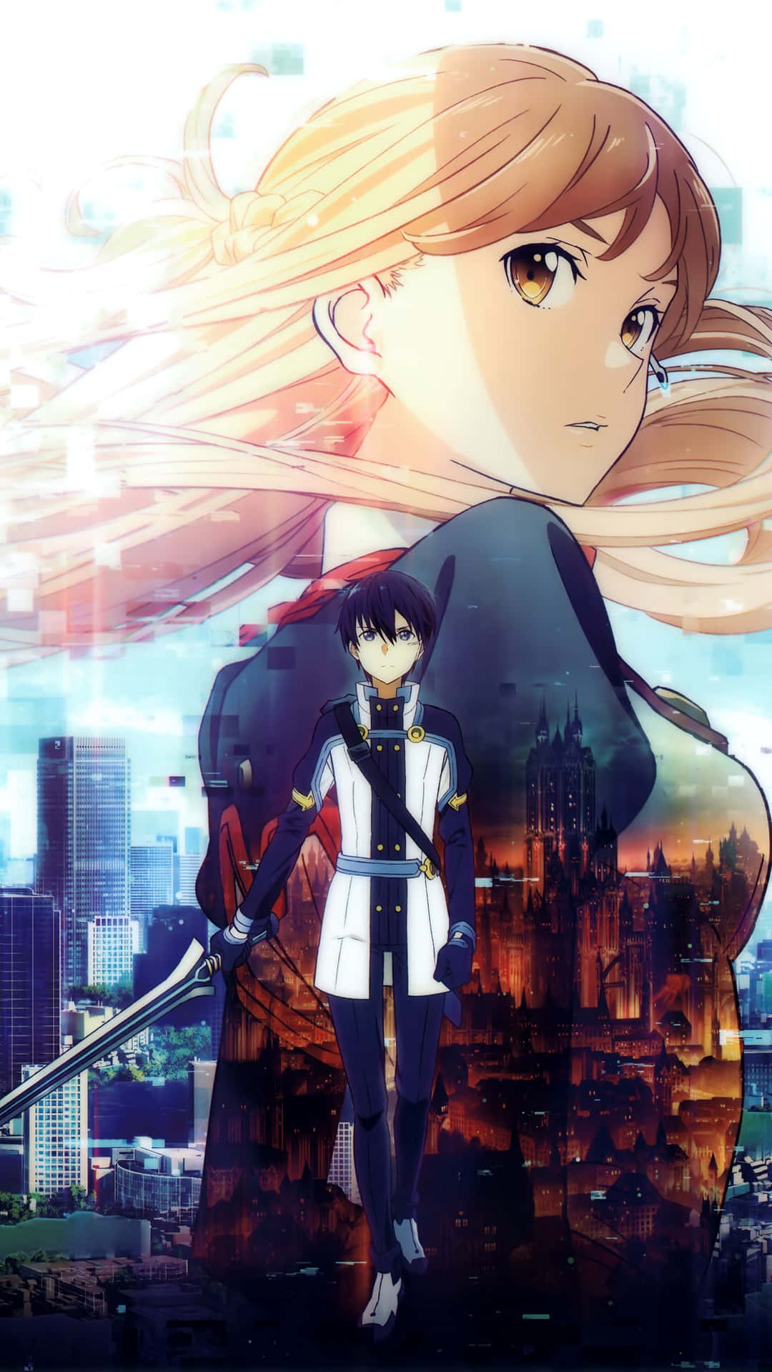 Experience the virtual world of Sword Art Online on your Iphone Wallpaper