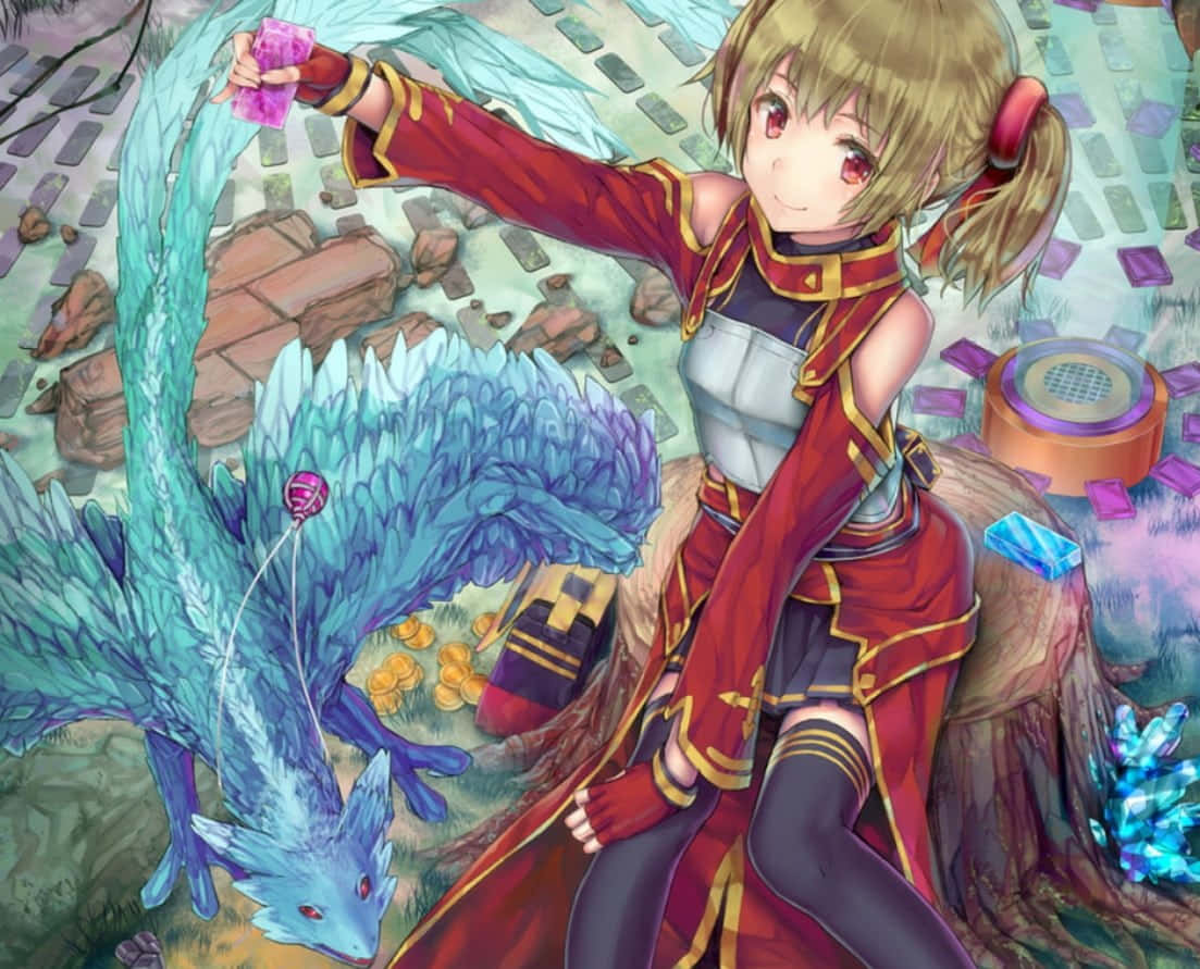 Sword Art Online's Silica with her trusted dragon, Pina Wallpaper