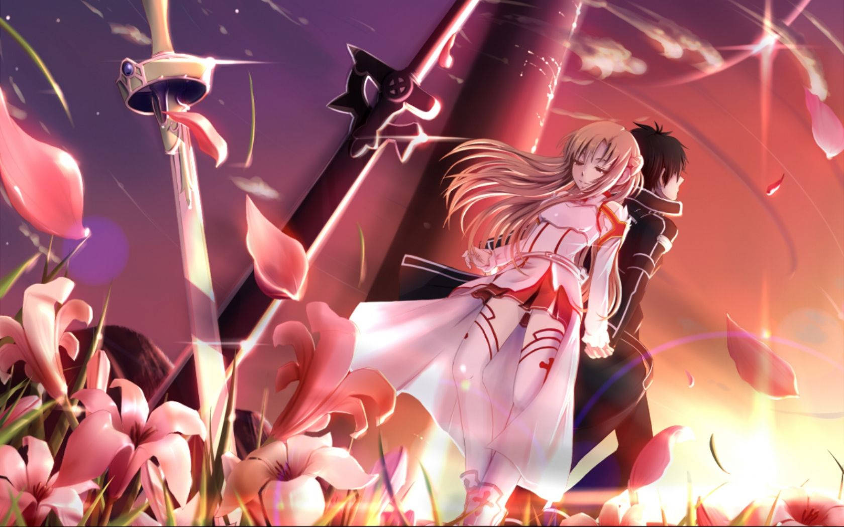 Kirito, Asuna & Yui in the magical world of Sword Art Online Wallpaper