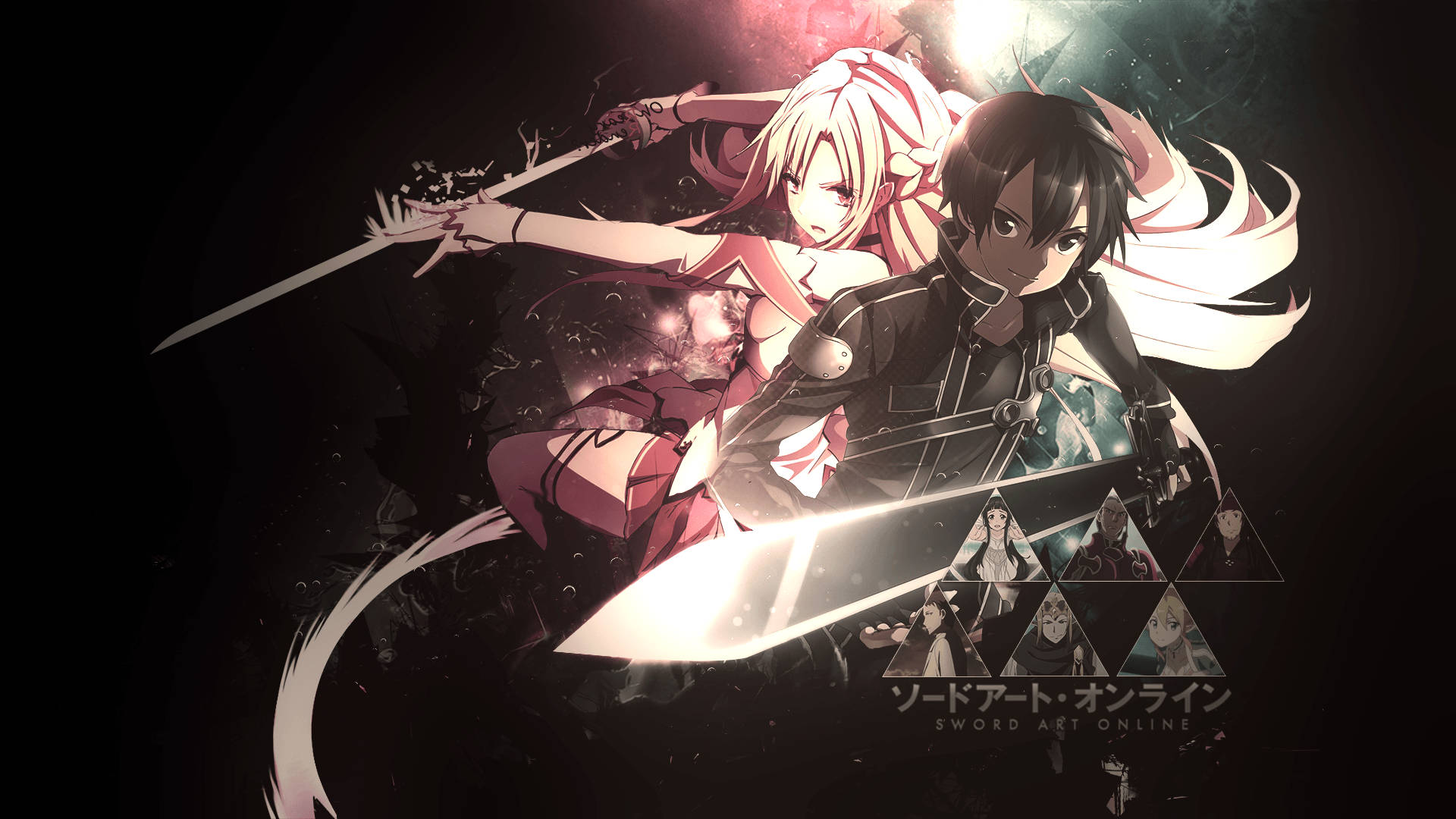 Kirito and Asuna, two of the protagonists from Sword Art Online, battle on home turf. Wallpaper