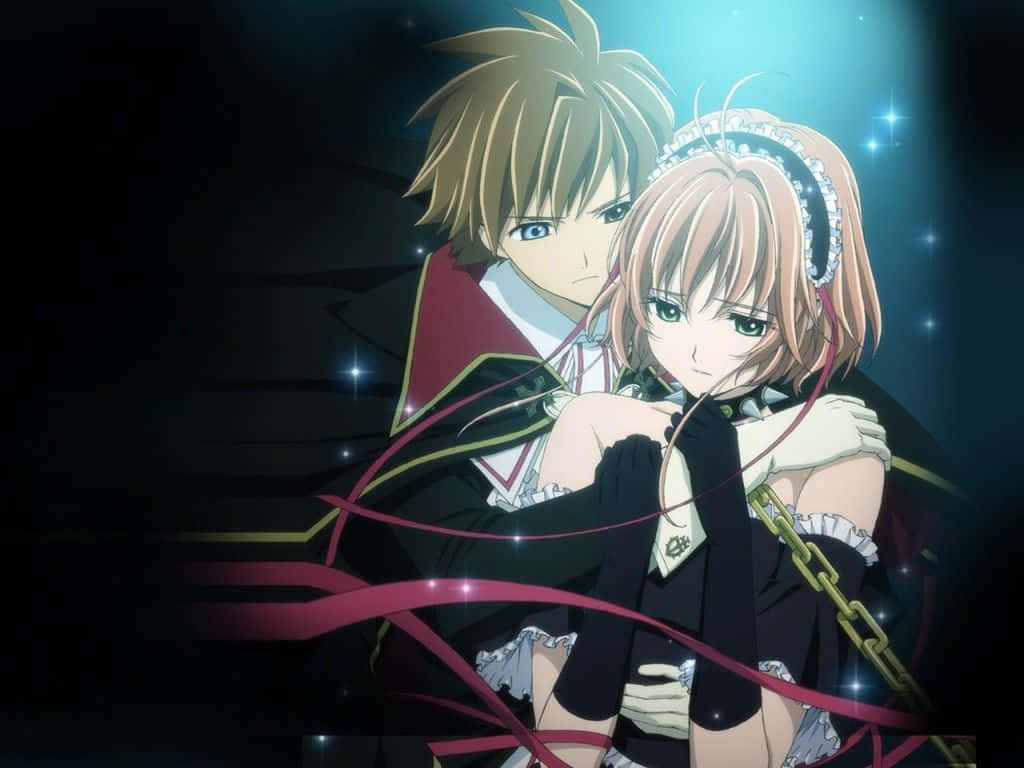 Syaoran En Sakura Omhelzen Romantiek Anime Achtergrond