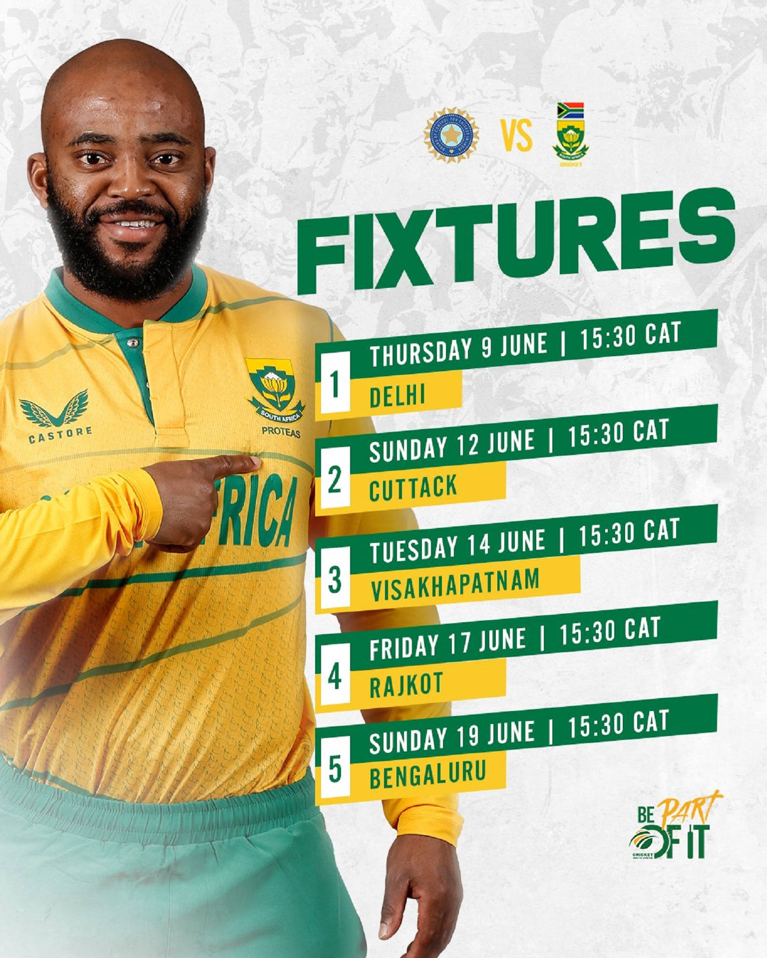 Sydafrika Cricket Spil Tidsplan Plakat Wallpaper