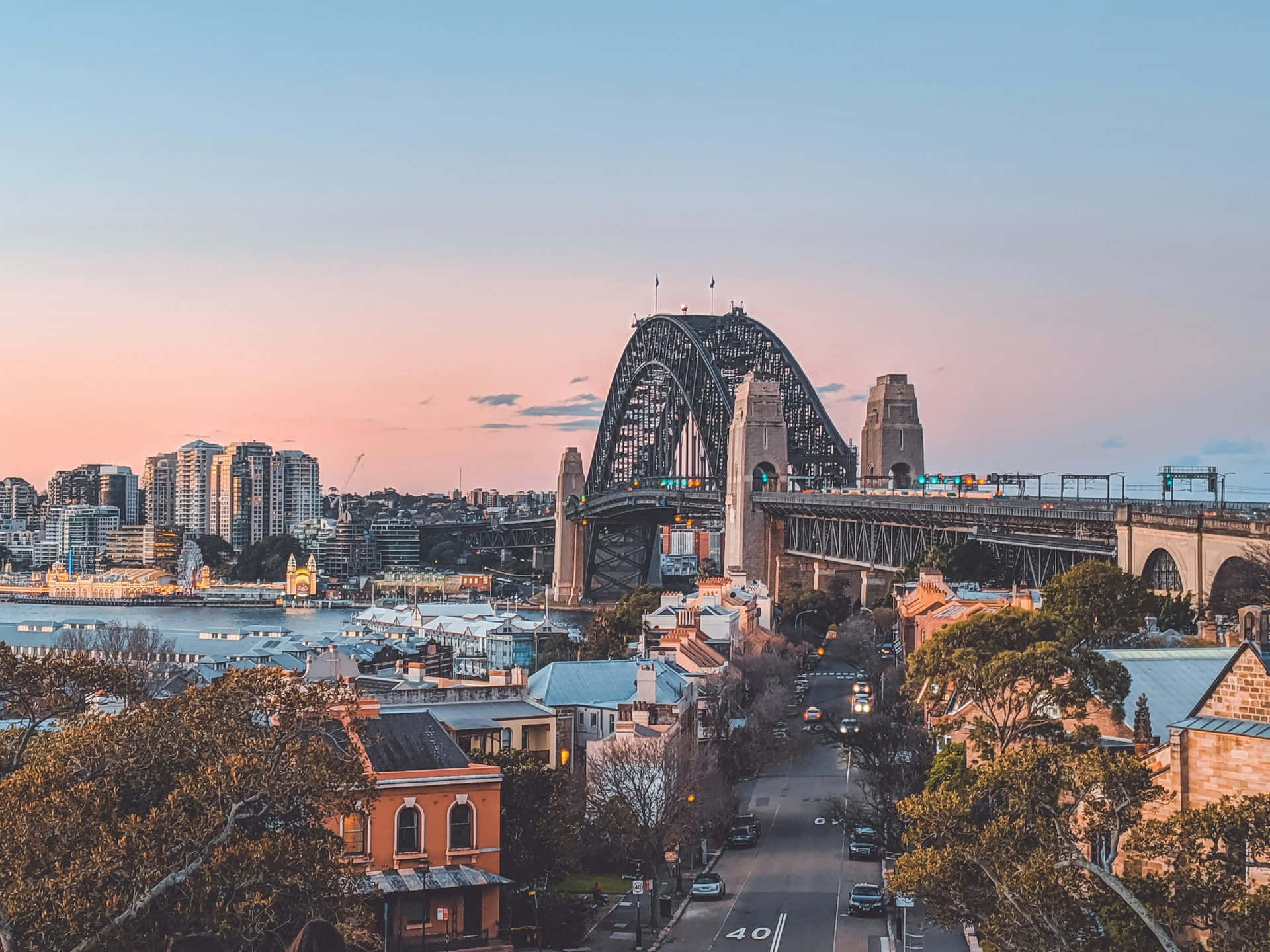 Sydney Harbour Bridge Dusk View Wallpaper