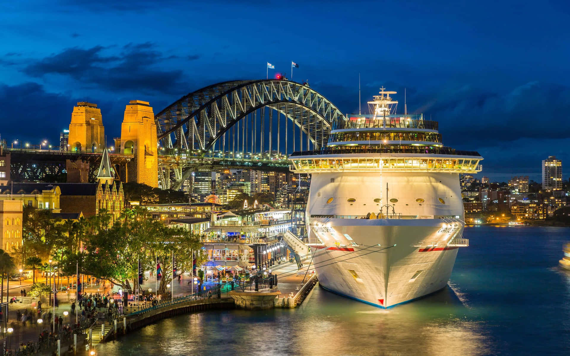 Sydney Harbour Cruise Ship Night View Wallpaper