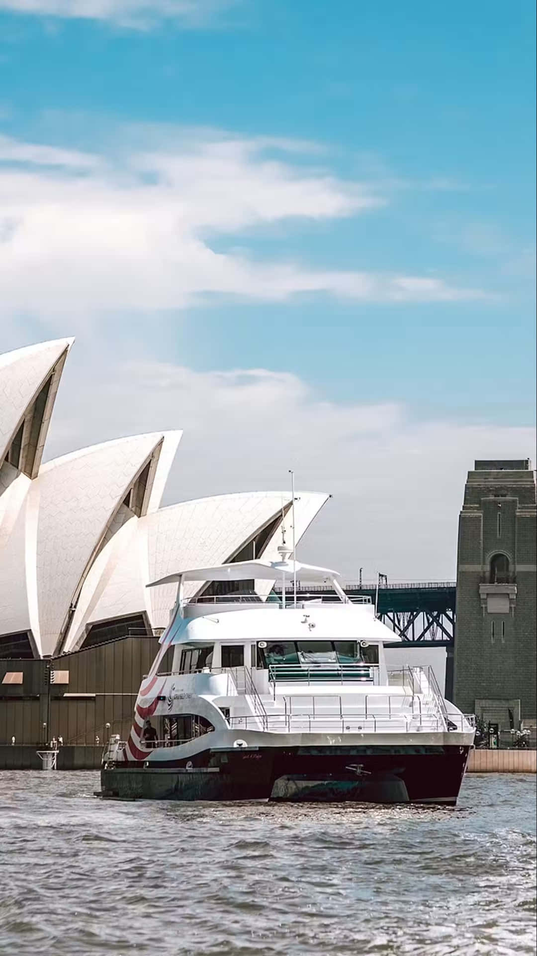 Sydney Harbour Cruisewith Opera House Background Wallpaper