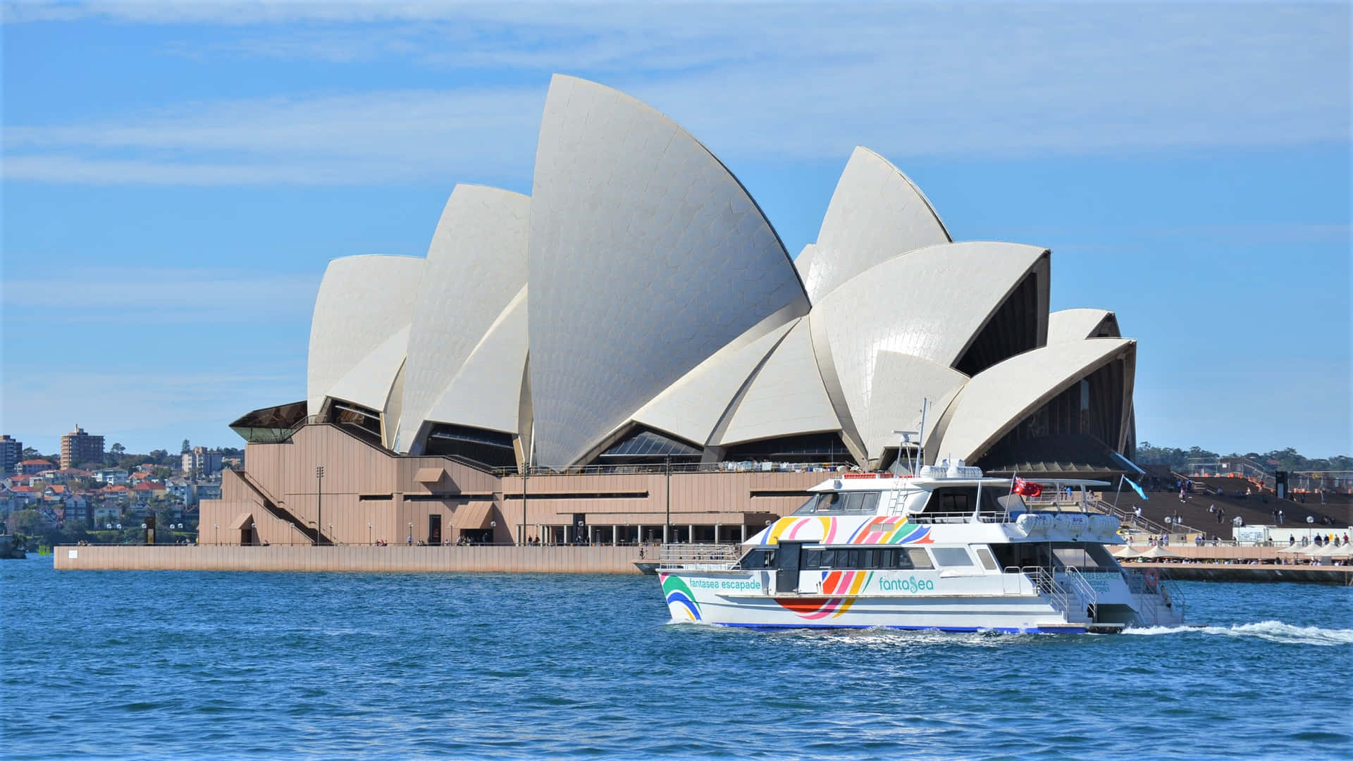 Sydney Opera Houseand Harbour Cruise Boat.jpg Wallpaper