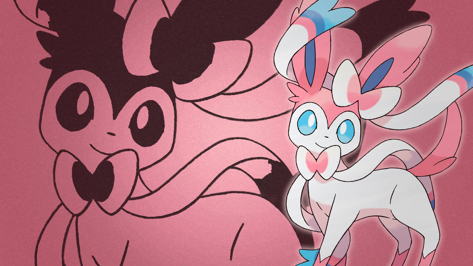 Sylveon, The Intertwining Pokémon, Against A Starry Night Backdrop Wallpaper