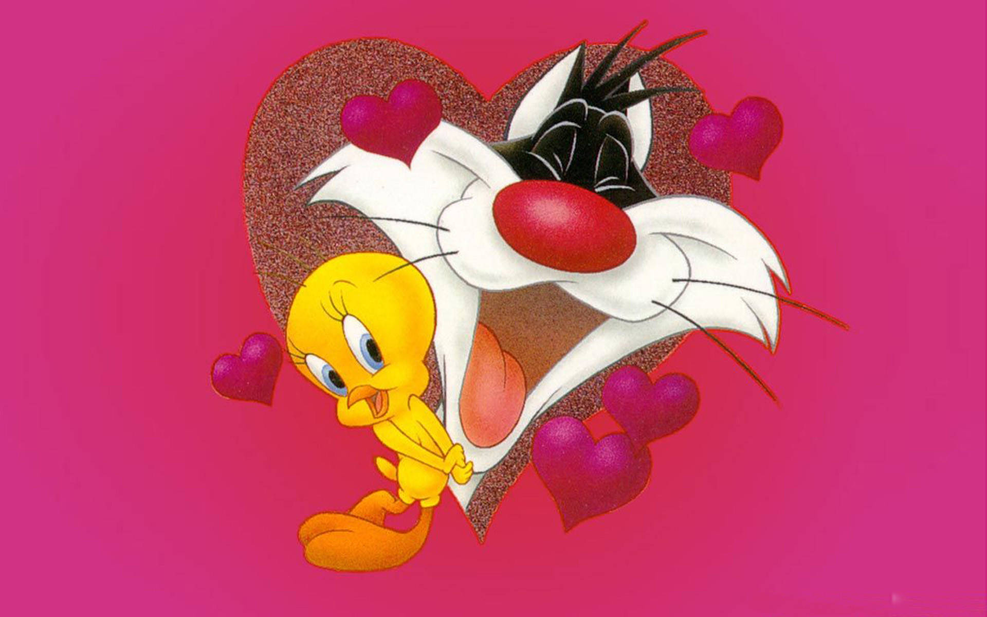 Sylvesterkatten Älskar Tweety Bird. Wallpaper
