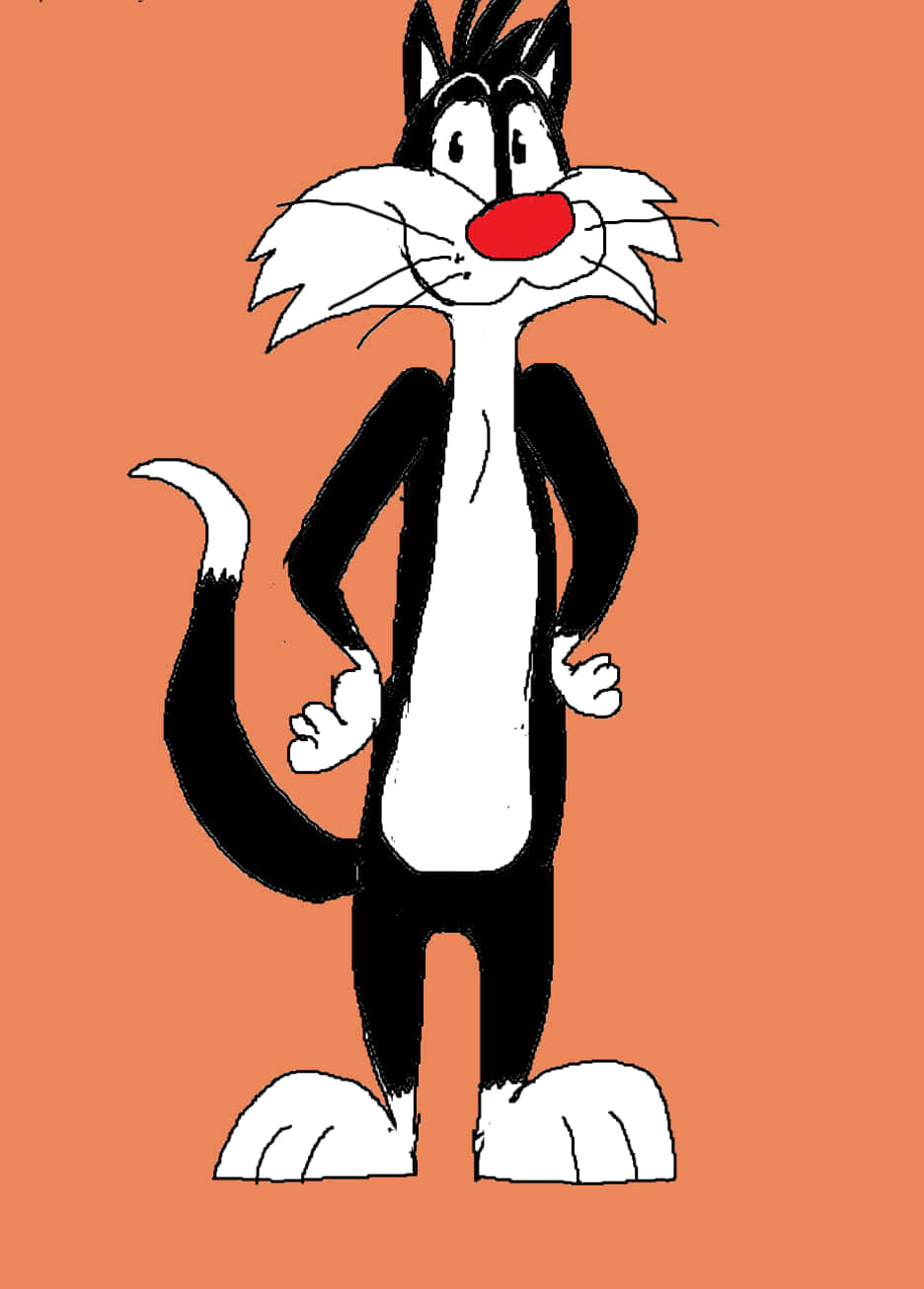 Download A Cartoon Cat With Red Eyes And A Black Nose | Wallpapers.com