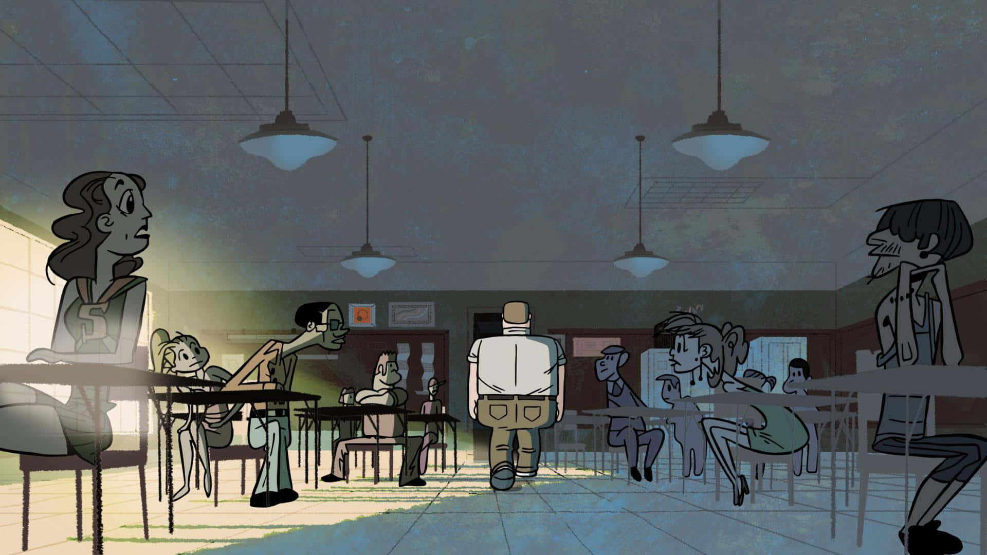 Sym Bionic Titan Cafeteria Scene Wallpaper