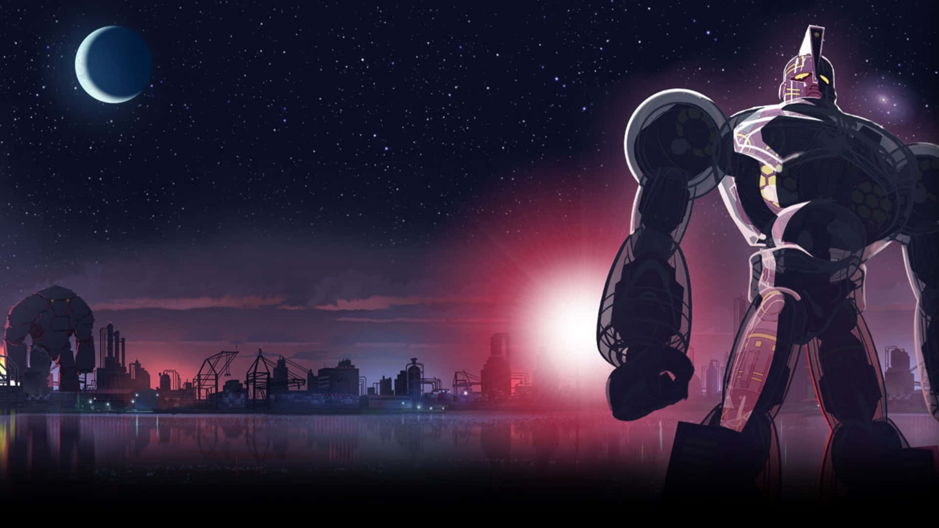 Sym Bionic Titan Standing Guardat Night Wallpaper