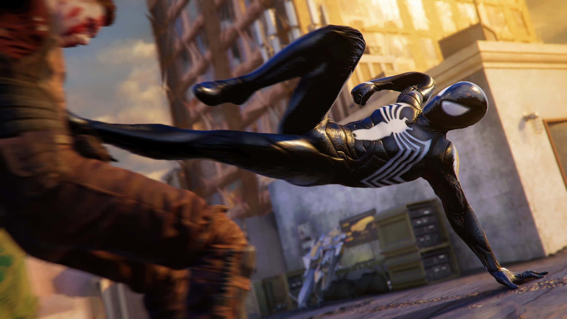 Symbiote Spider Man Action Pose Wallpaper