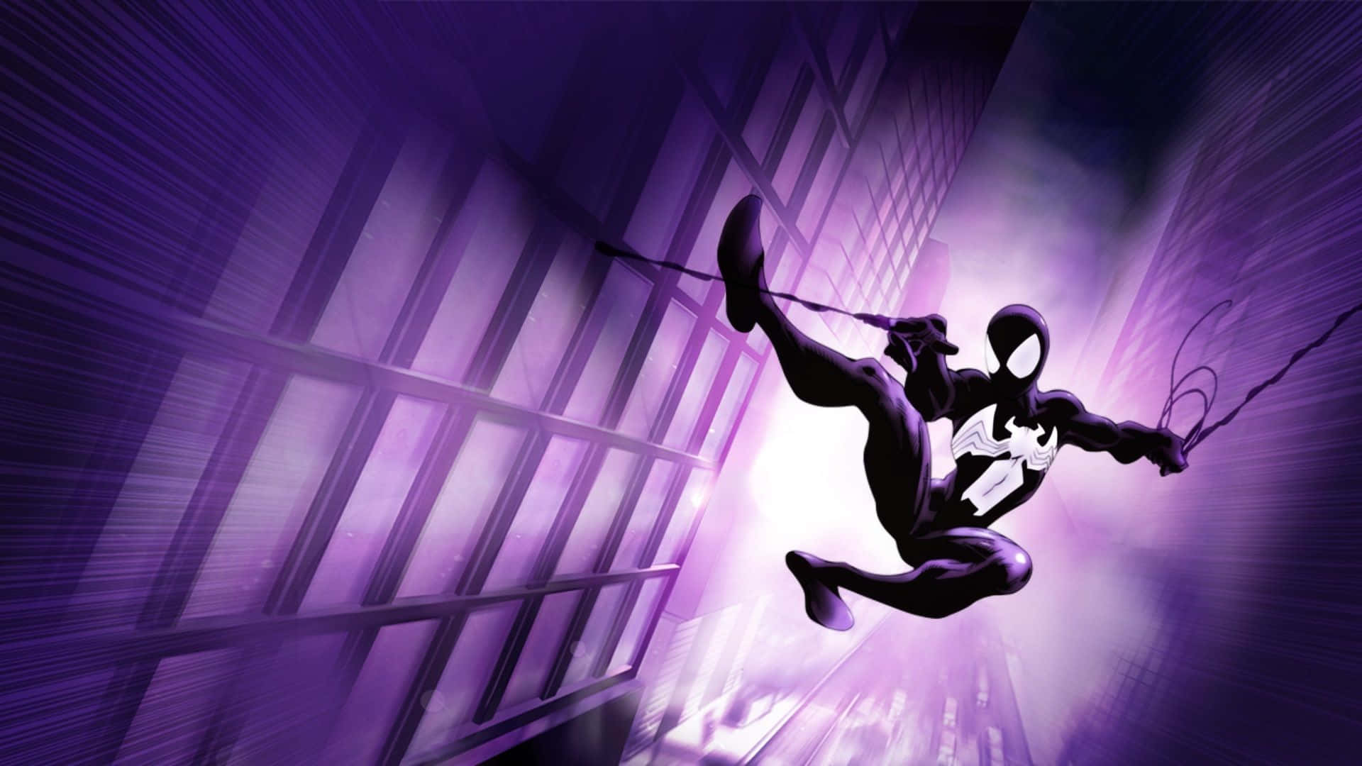 Symbiote Spider Man Swinging Wallpaper