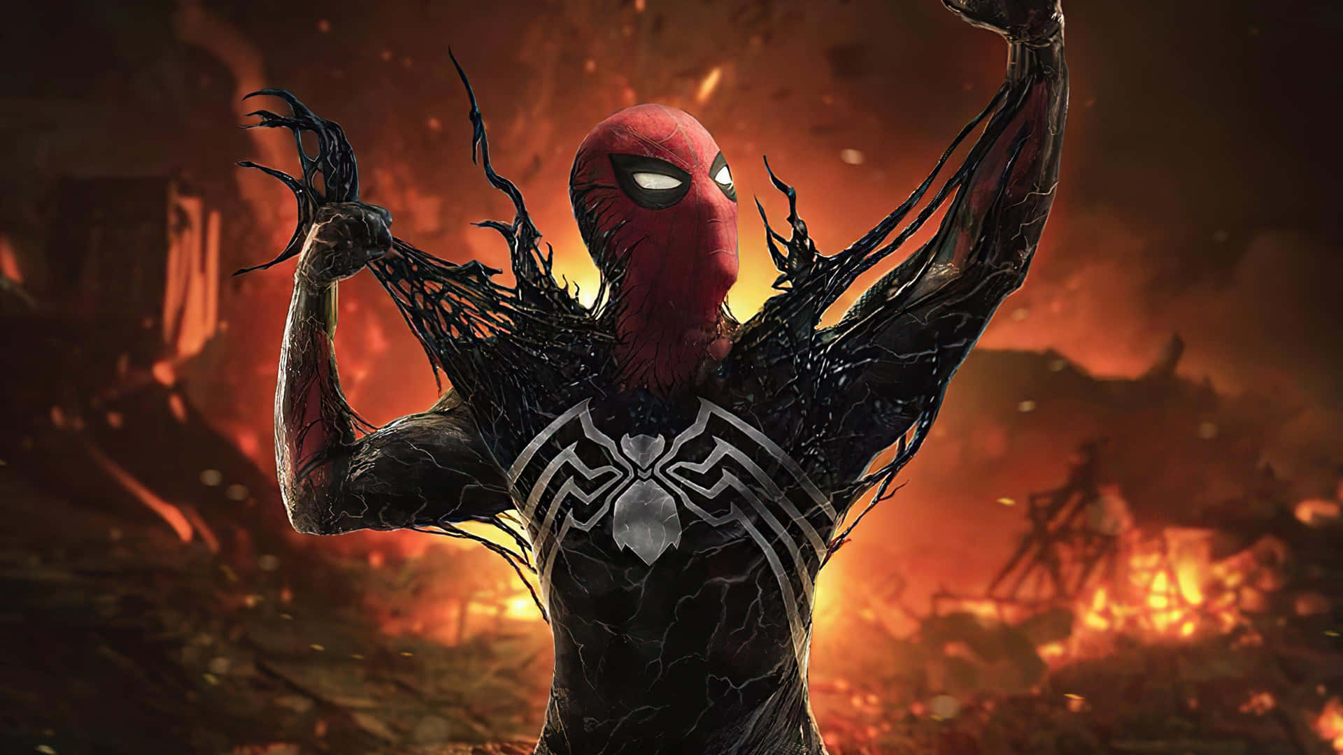 Symbiote Spider-man Ontketend Achtergrond