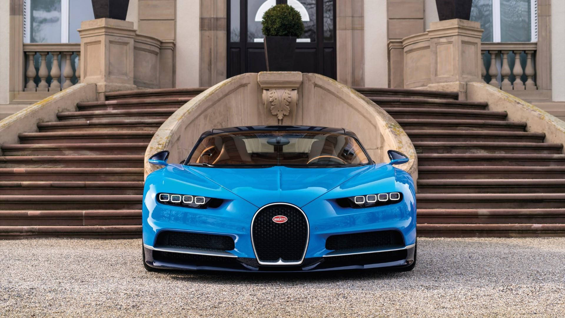 Symmetrical Blue Bugatti Veyron Wallpaper