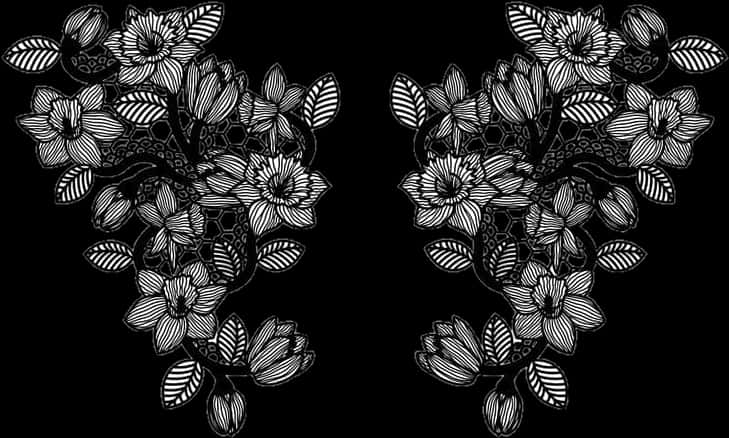Symmetrical Floral Lace Pattern PNG