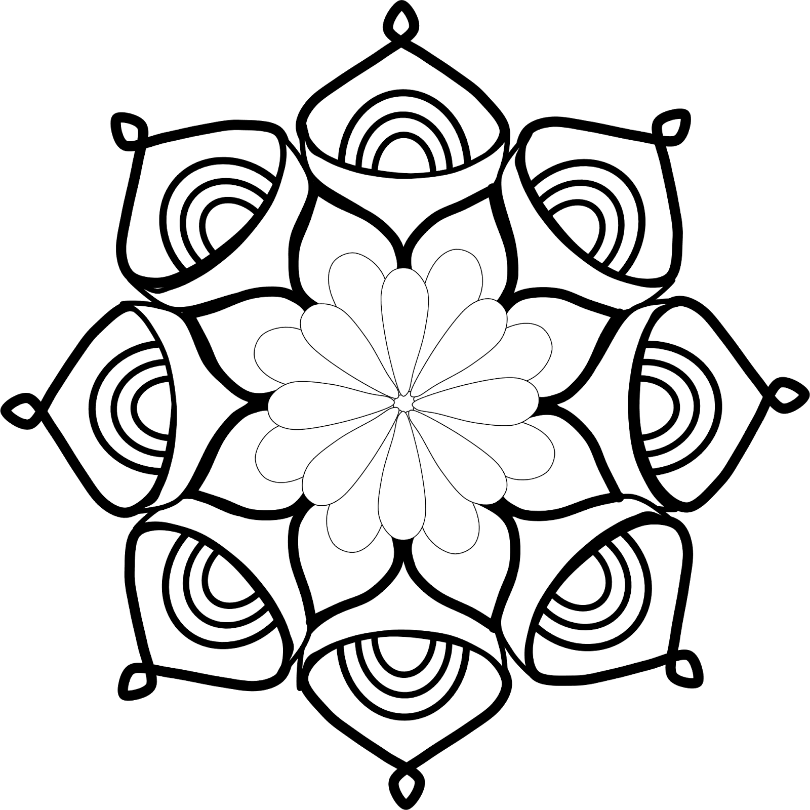 Symmetrical Floral Mandala Design PNG