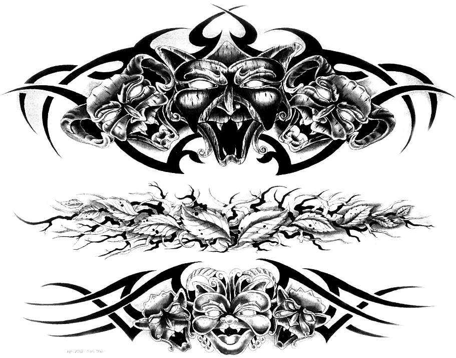 Symmetrical Tribal Demon Tattoo Design PNG