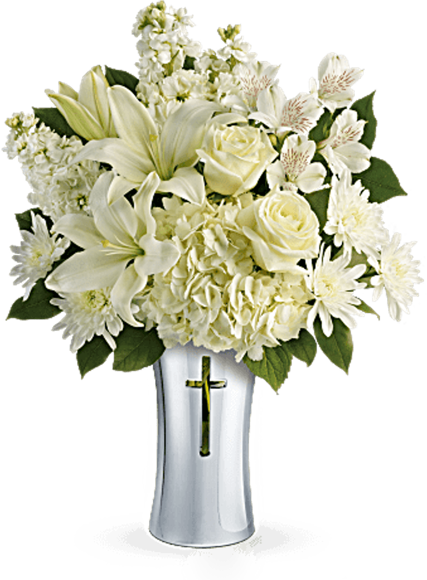 Sympathy Floral Arrangementin Ceramic Vase PNG