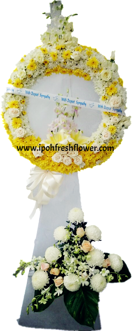 Sympathy Floral Wreath Stand PNG
