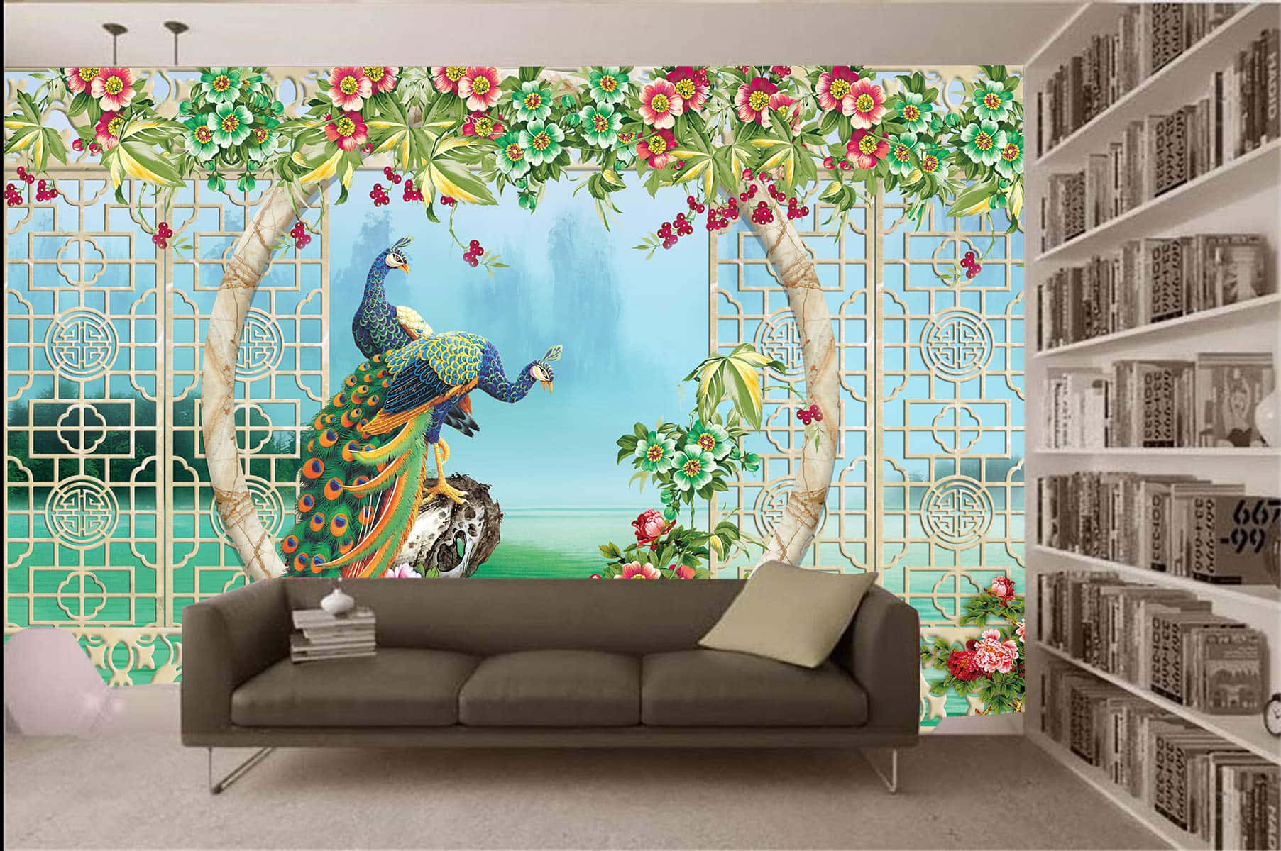 Synthetic Floral Wall Wallpaper
