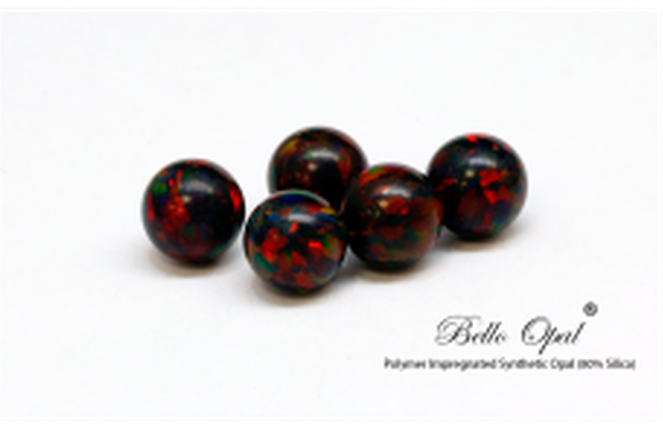 Synthetic Opal Beads Red Black Pattern PNG