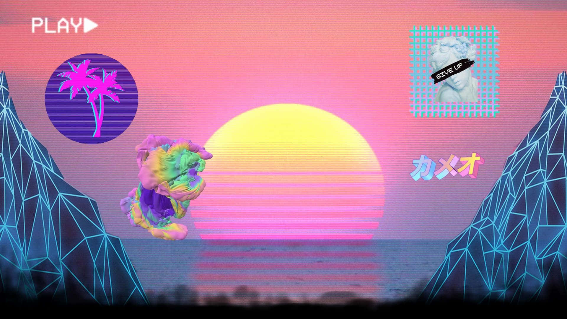 Feel the nostalgia with this vibrant Synthwave background