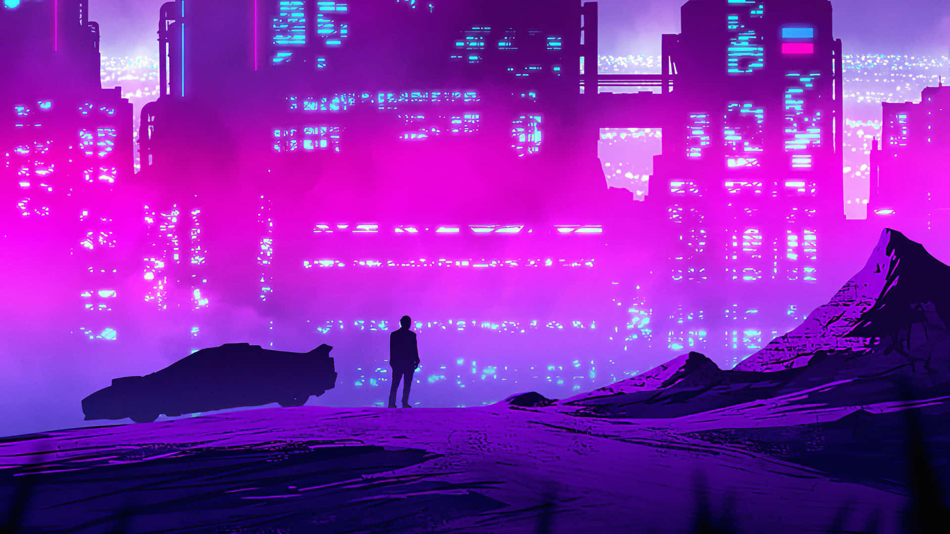 Step Into The Future With Synthwave City Wallpaper