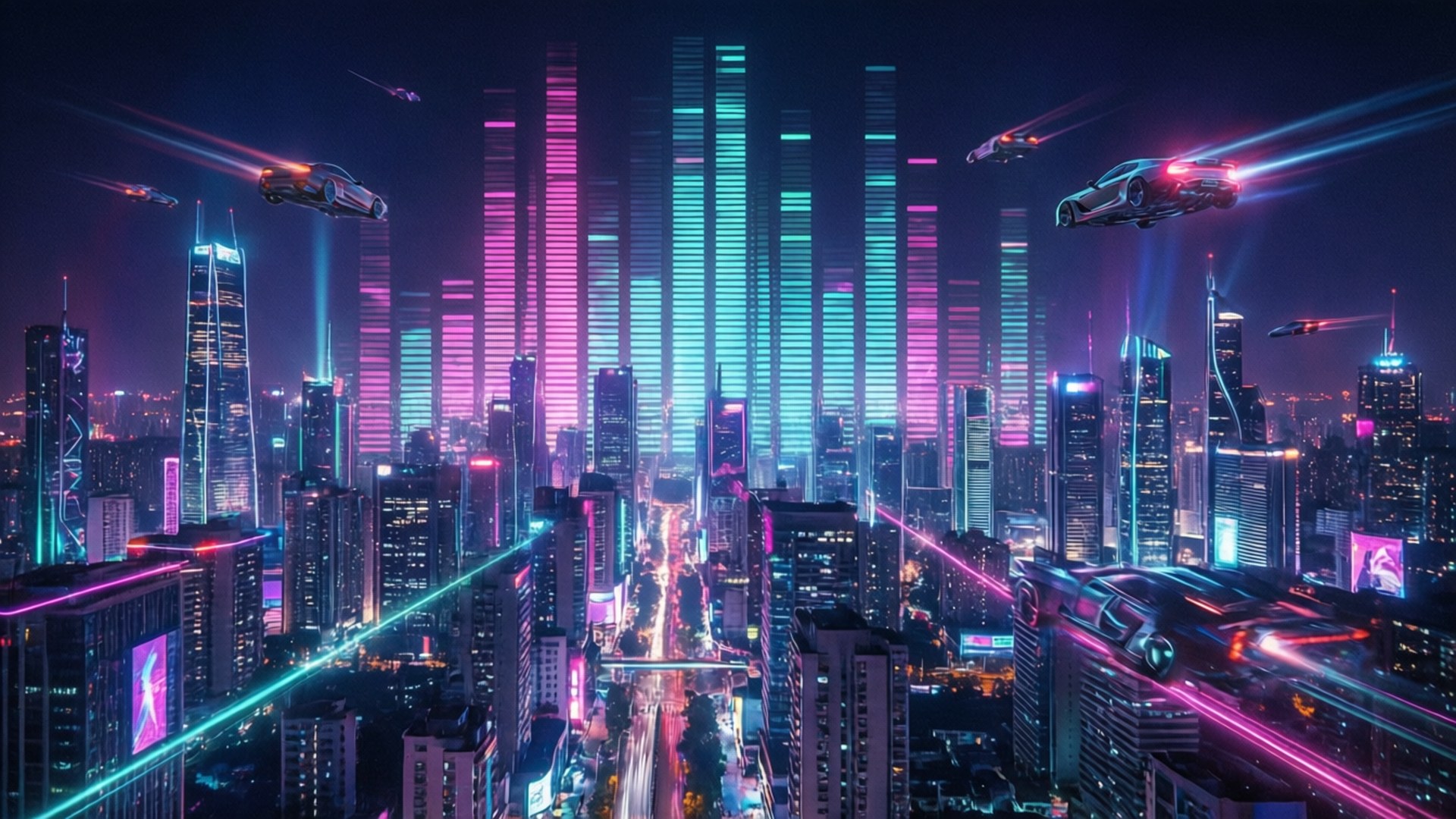 Synthwave City Bakgrunner