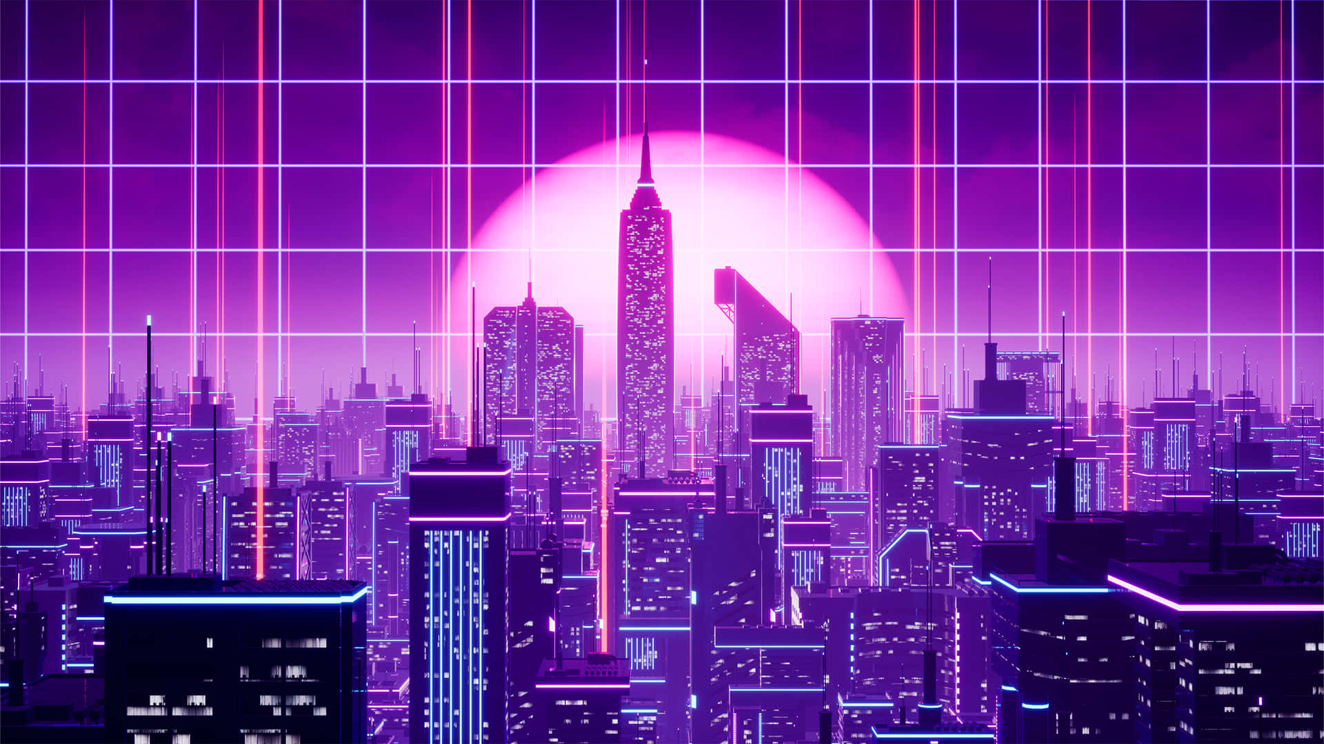 "Welcome to Synthwave City, where the sights are breathtaking, the sounds are dreamy, and the atmosphere is electric." Wallpaper