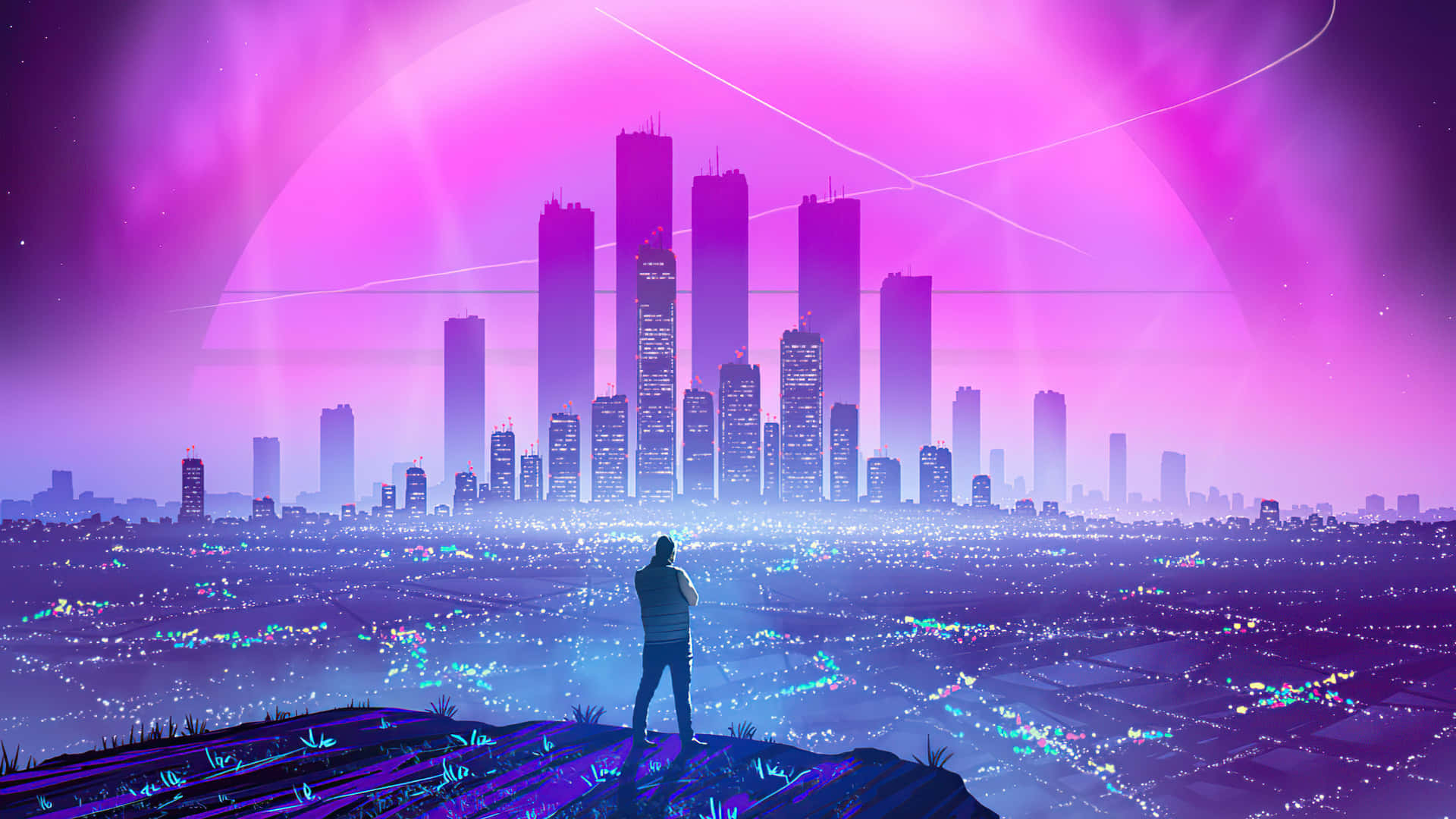 Take a Journey Into Synthwave City Wallpaper