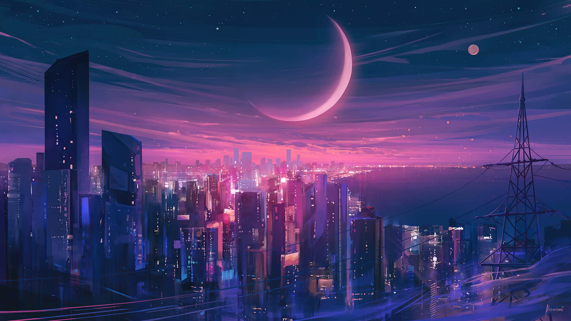 Dive into the retro-futurism of Synthwave City Wallpaper