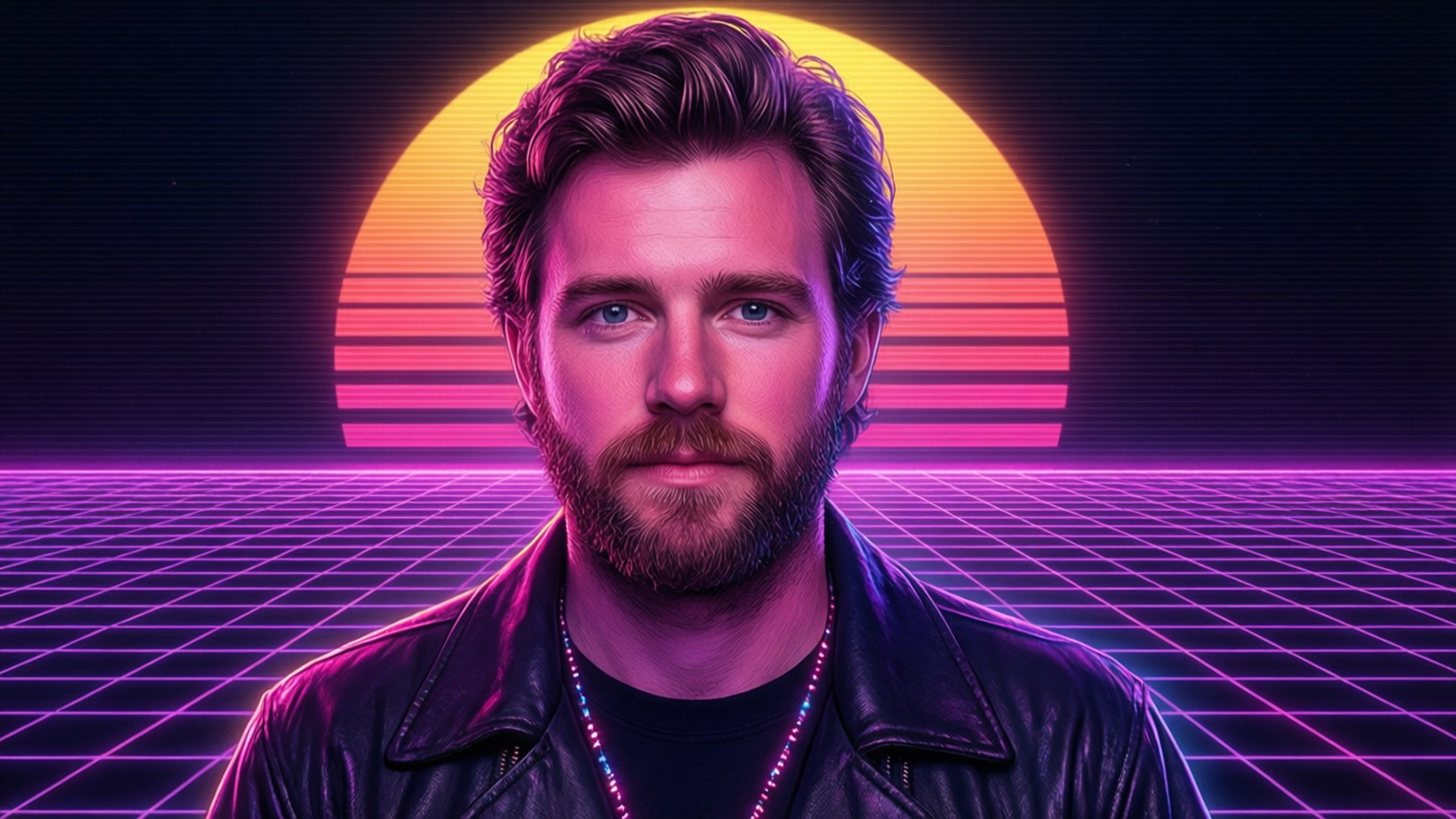 Synthwave Gridiron Wallpaper