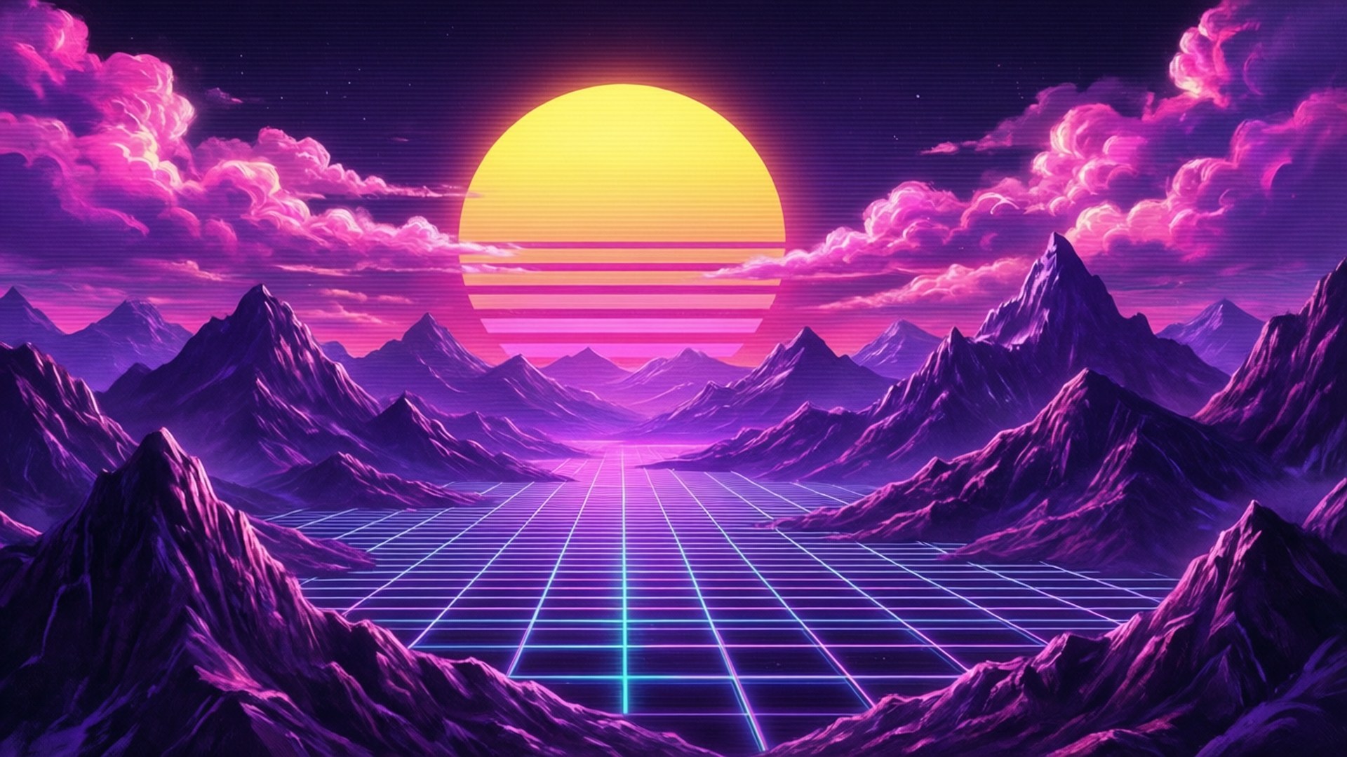 Synthwave-bergen Achtergronden