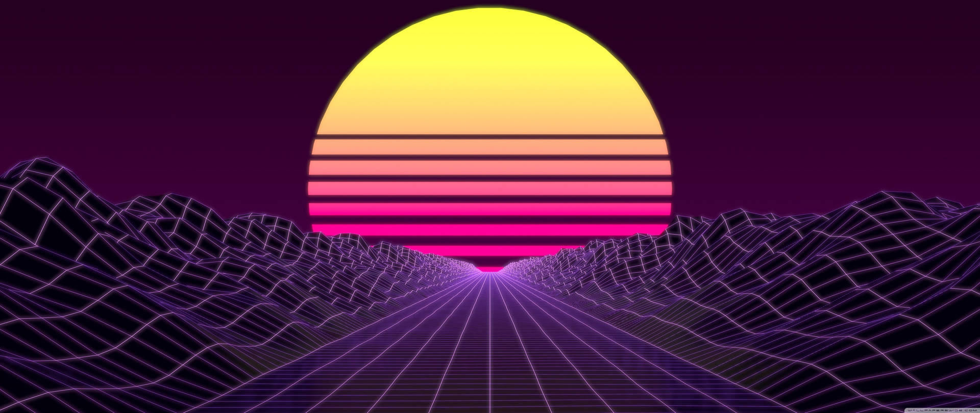 Synthwave Sun On Valley Wallpaper