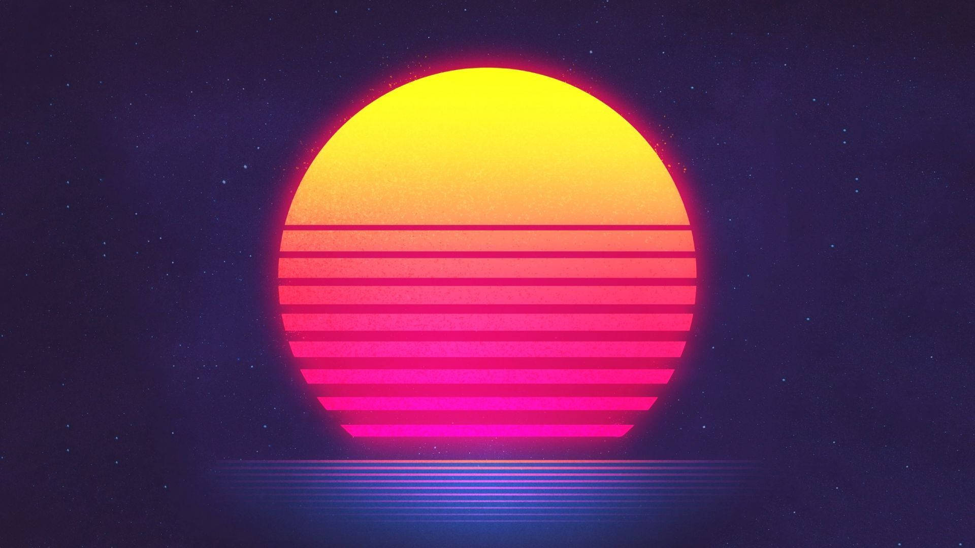 Synthwave Sunset By Sea Wallpaper