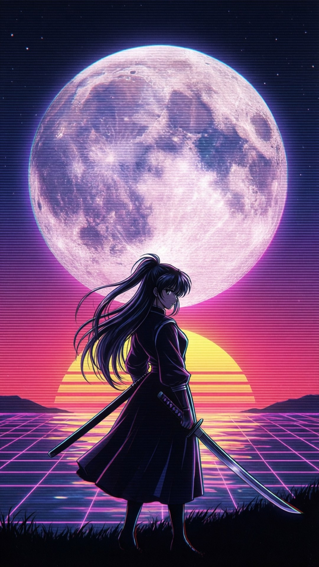 Guerrier Synthwave Fonds d'écran