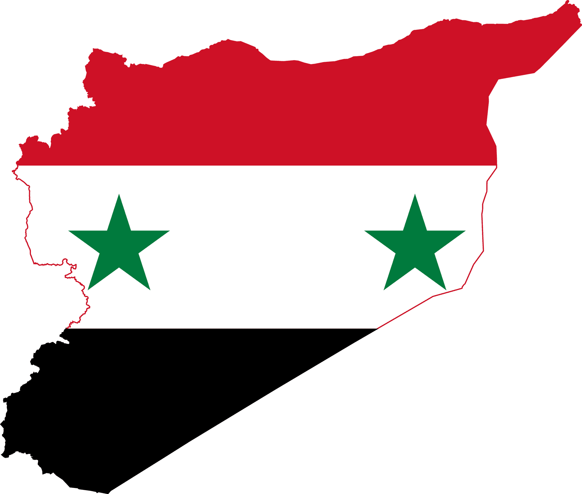 Syria Map Outlinedwith Flag PNG
