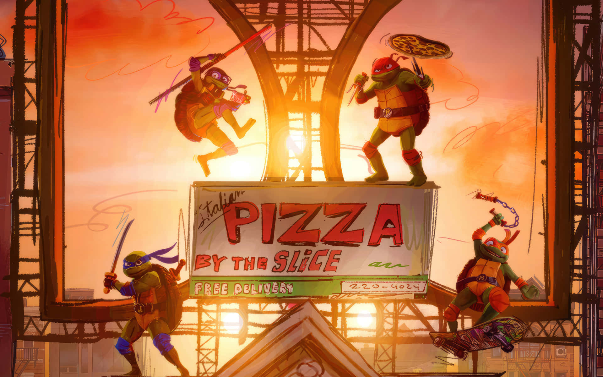 T M N T Mutant Mayhem Pizza Time Wallpaper