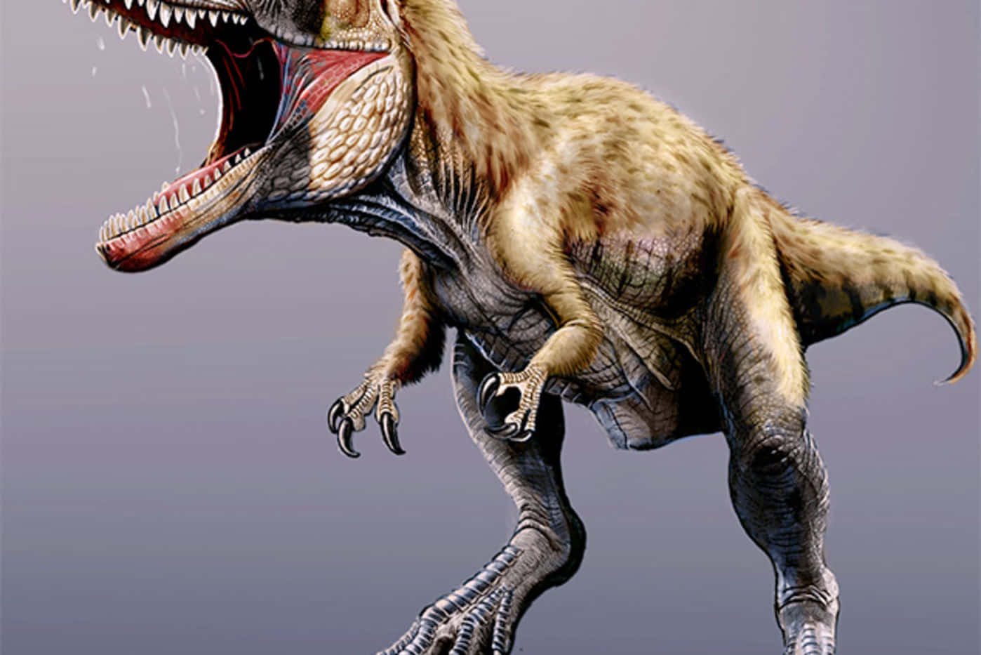 A T - Rex With Its Mouth Open Is Shown