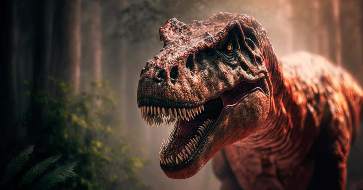 Eintyrannosaurus Rex Läuft Durch Den Wald.
