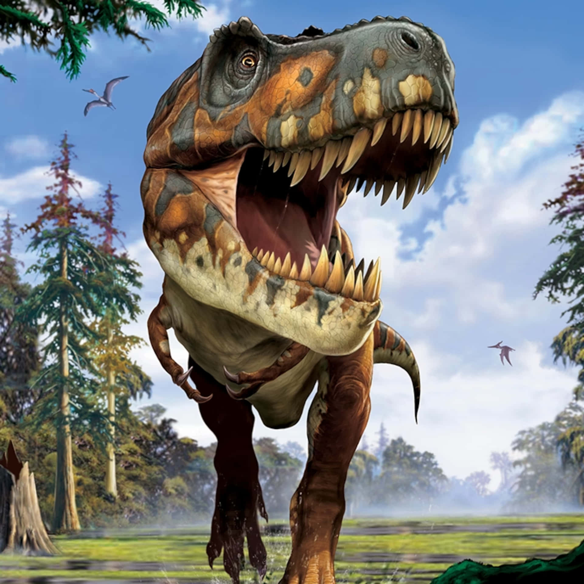 A red-eyed T-Rex overlooking its kingdom