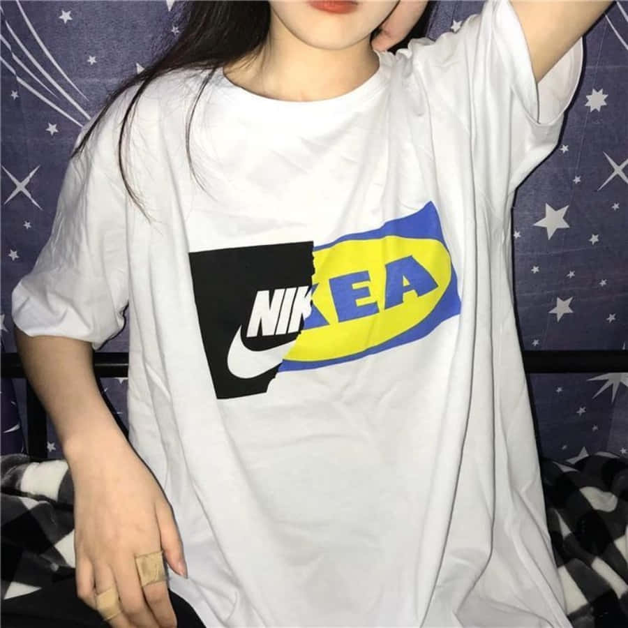 A Woman Wearing A Nike T - Shirt